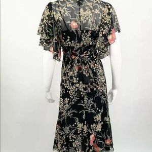 ANTHROPOLOGY DRESS - FLORAL PRINT DRESS -PURE SILK